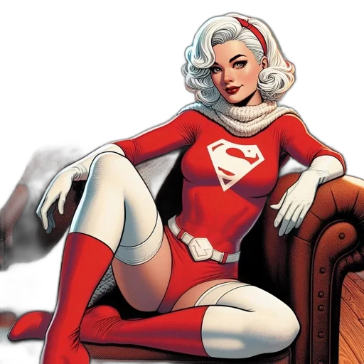 comic book art, concept art, red, woman transparent PNG cut-out