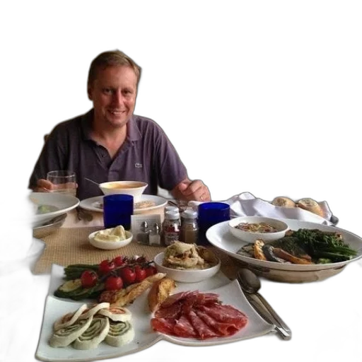food, staff, photorealistic, man transparent PNG cut-out