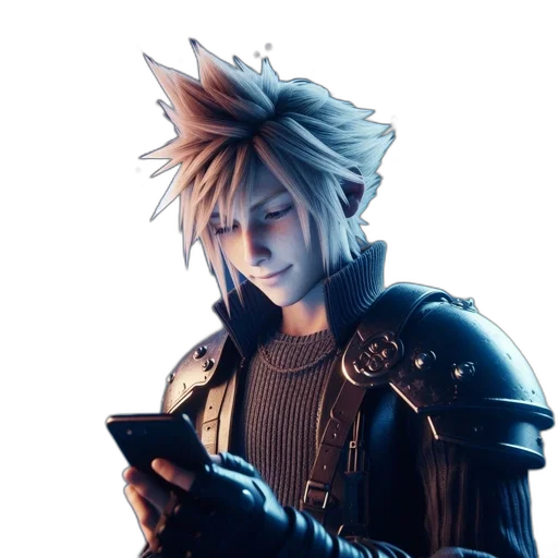 jacket, staff, hair, robot transparent PNG cut-out