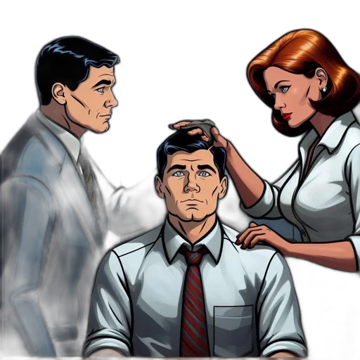 hair, staff, face, comic book art transparent PNG cut-out