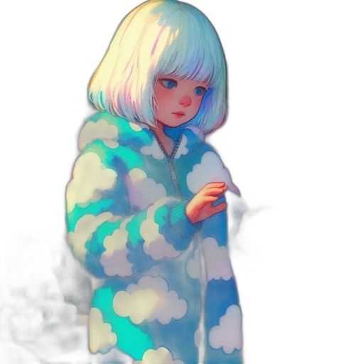 jacket, dress, face, creature transparent PNG cut-out
