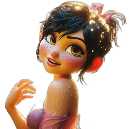 dress, staff, jewelry, 3d render transparent PNG cut-out