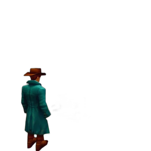 hat, staff, jacket, robot transparent PNG cut-out