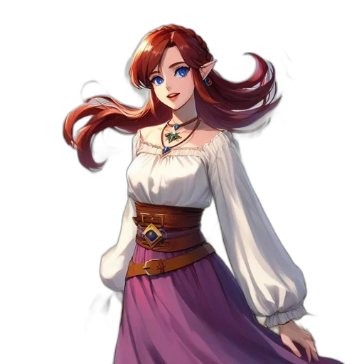 dress, staff, jewelry, fantasy art transparent PNG cut-out