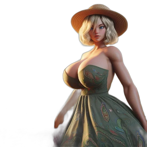 dress, hat, concept art, 3d render transparent PNG cut-out