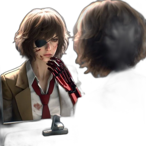 jacket, face, weapon, robot transparent PNG cut-out