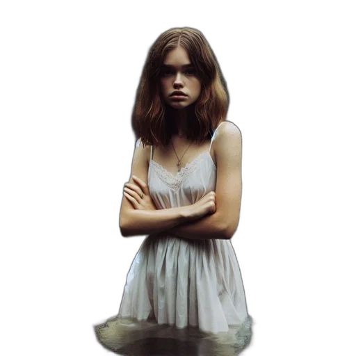 dress, face, bottle, hair transparent PNG cut-out