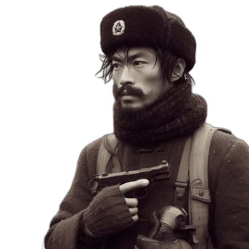 staff, jacket, face, hat transparent PNG cut-out