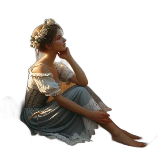 dress, crown, jewelry, staff transparent PNG cut-out