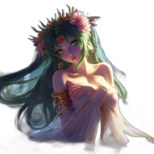 crown, dress, creature, flower transparent PNG cut-out
