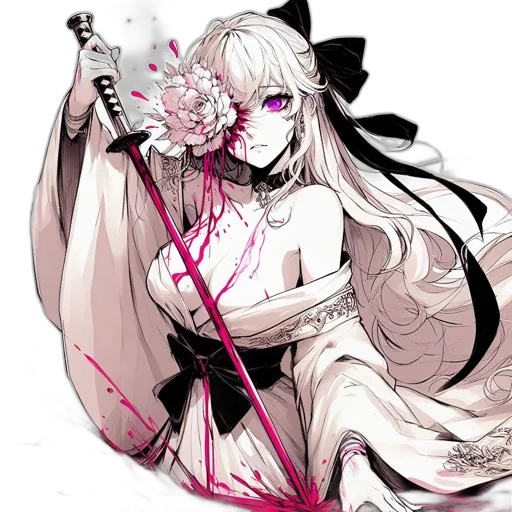 staff, sword, dress, flower transparent PNG cut-out
