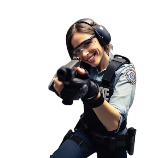 weapon, staff, face, jacket transparent PNG cut-out