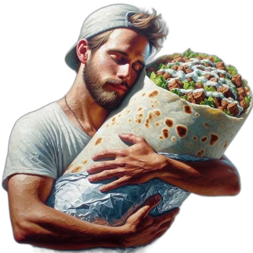 food, hat, jacket, photorealistic transparent PNG cut-out