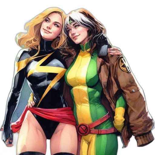 jacket, comic book art, concept art, two transparent PNG cut-out