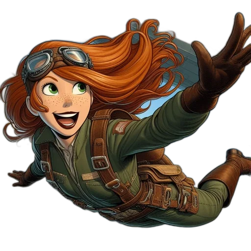 hair, face, jacket, staff transparent PNG cut-out