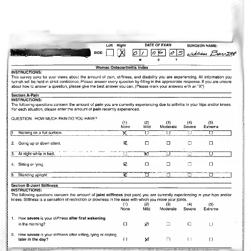 womac, osteoarthritis, index, form transparent PNG cut-out