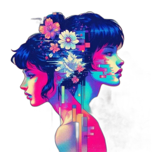 face, flower, crown, concept art transparent PNG cut-out