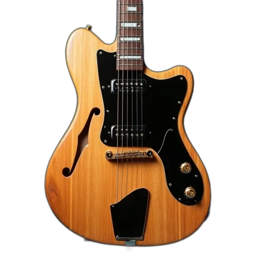 3d render, wooden, electric, guitar transparent PNG cut-out