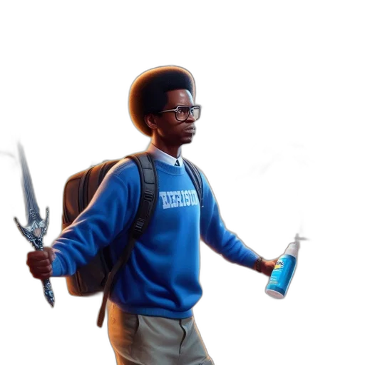 jacket, bottle, staff, weapon transparent PNG cut-out