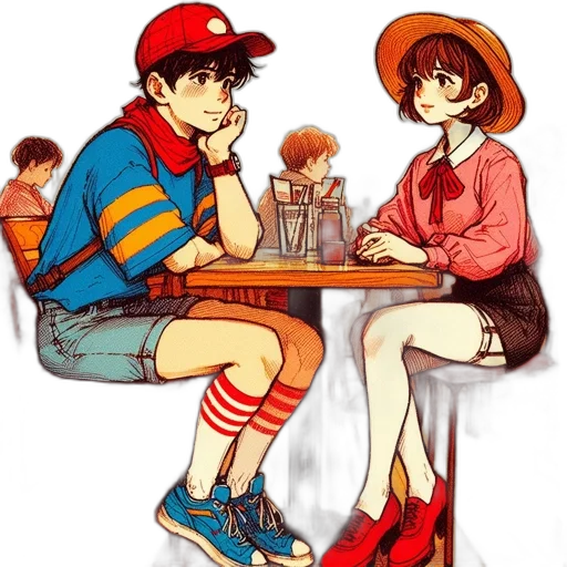 hat, shoes, anime, concept art transparent PNG cut-out