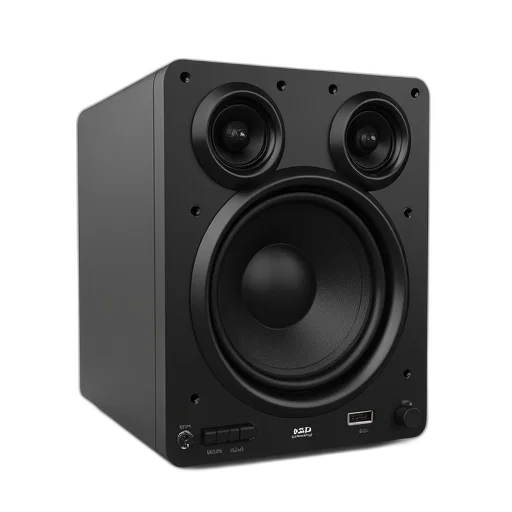 3d render, black, speaker, two transparent PNG cut-out