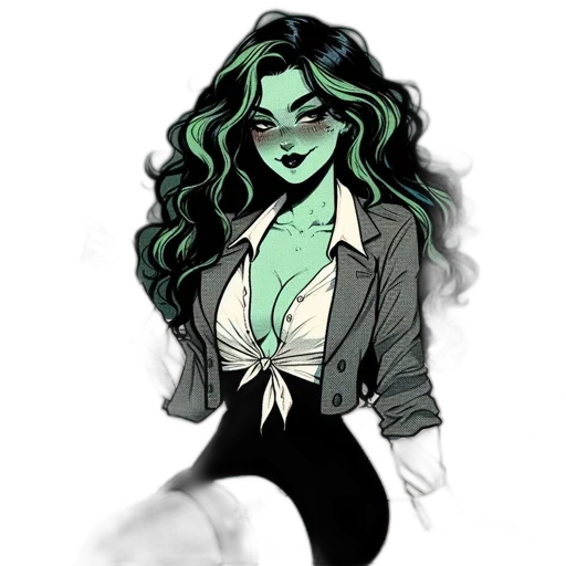dress, jacket, staff, comic book art transparent PNG cut-out