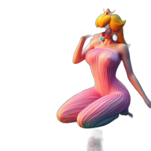 dress, hair, staff, creature transparent PNG cut-out