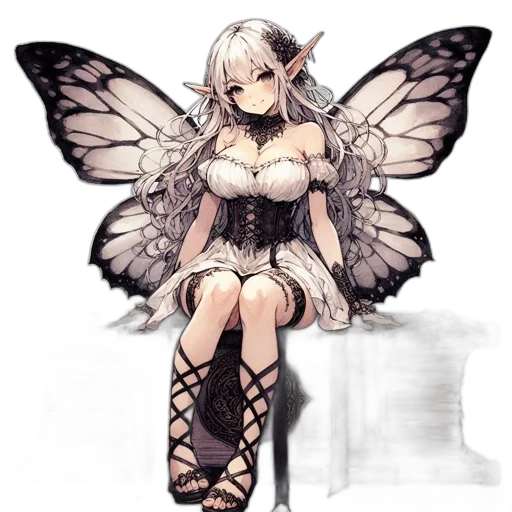 dress, dragon, creature, staff transparent PNG cut-out