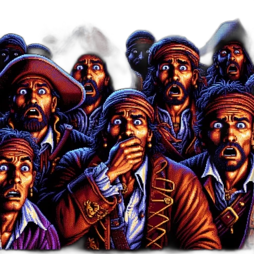 concept art, comic book art, group, shocked transparent PNG cut-out