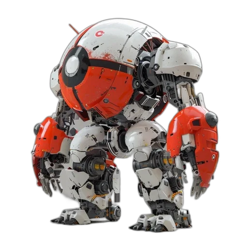 robot, concept art, 3d render, pixel art transparent PNG cut-out