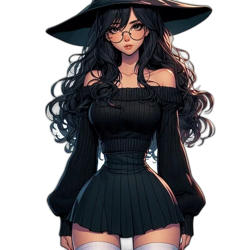 dress, hat, staff, fantasy art transparent PNG cut-out