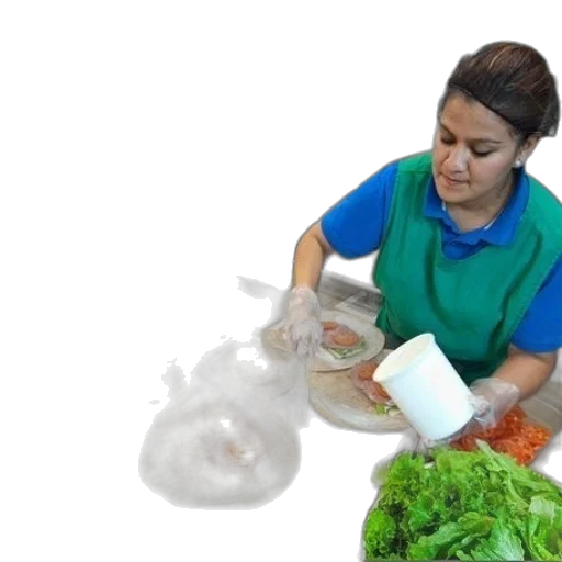 food, staff, woman, green transparent PNG cut-out