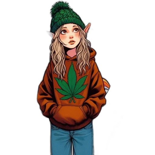 jacket, hat, staff, cartoon transparent PNG cut-out