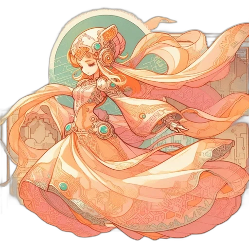 dress, staff, watercolor, concept art transparent PNG cut-out