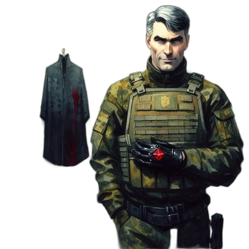 jacket, weapon, staff, face transparent PNG cut-out