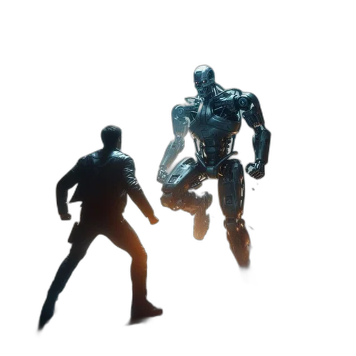 robot, weapon, concept art, 3d render transparent PNG cut-out