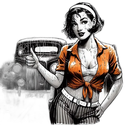 car, comic book art, concept art, cartoon transparent PNG cut-out