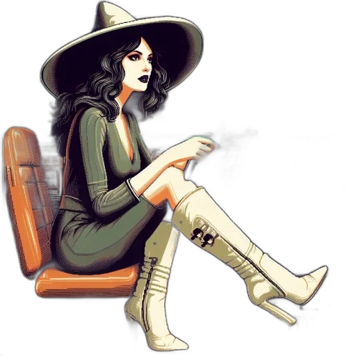 hat, dress, comic book art, fantasy art transparent PNG cut-out