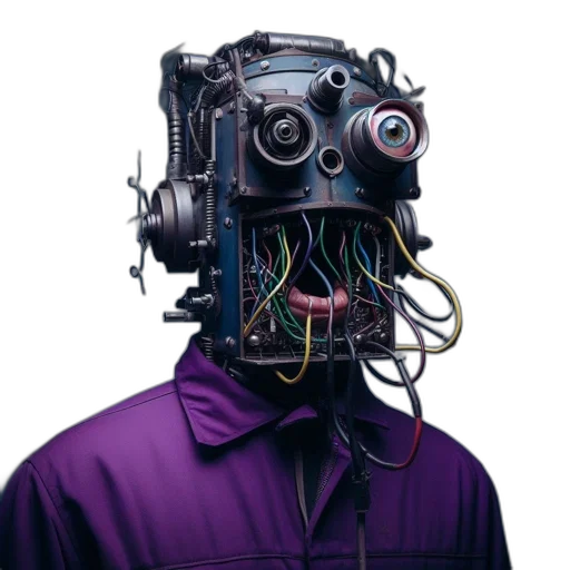 robot, mask, jacket, face transparent PNG cut-out