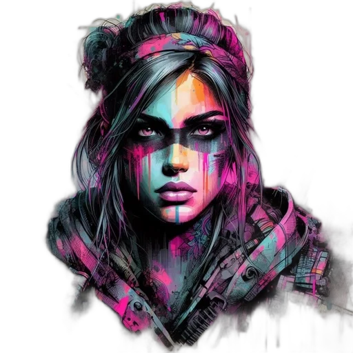 face, jacket, mask, cyberpunk transparent PNG cut-out