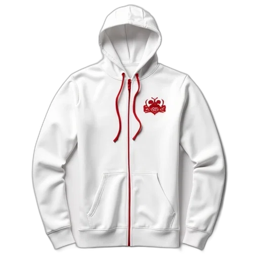 jacket, white, hoodie, red transparent PNG cut-out