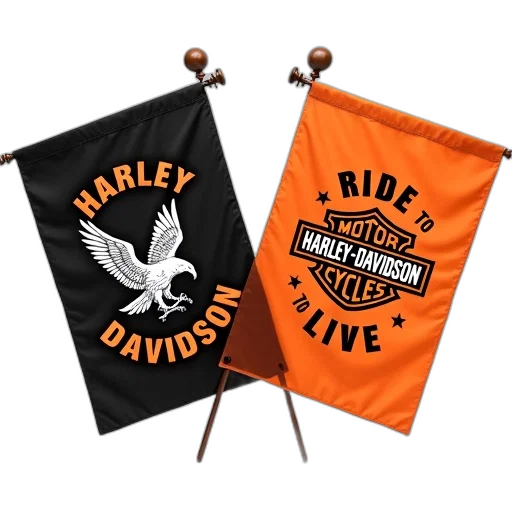 two, harley, davidson, flags transparent PNG cut-out