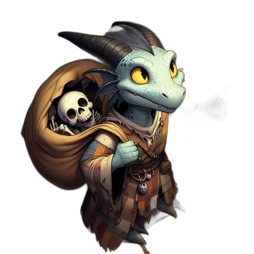 dragon, staff, creature, fantasy art transparent PNG cut-out