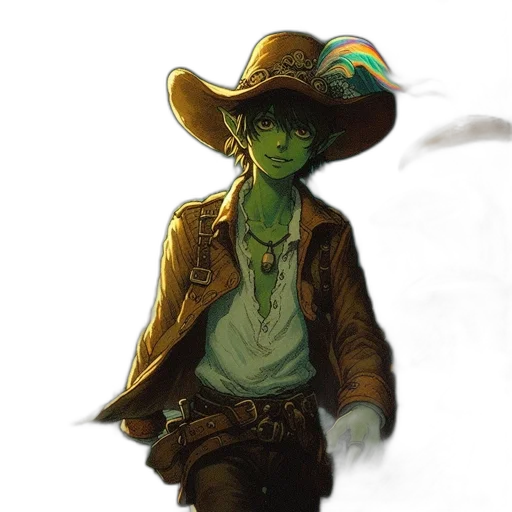 hat, jacket, staff, robot transparent PNG cut-out