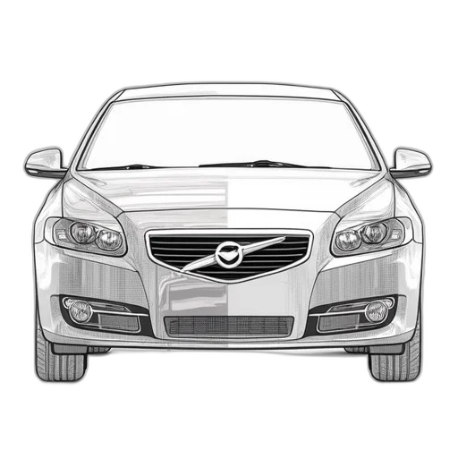 car, photorealistic, pencil sketch, 3d render transparent PNG cut-out