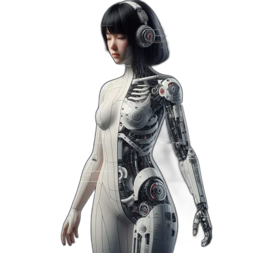robot, dress, concept art, cyberpunk transparent PNG cut-out