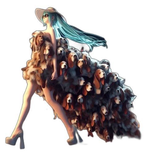 dress, hair, crown, creature transparent PNG cut-out
