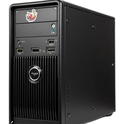 3d render, black, computer, tower transparent PNG cut-out