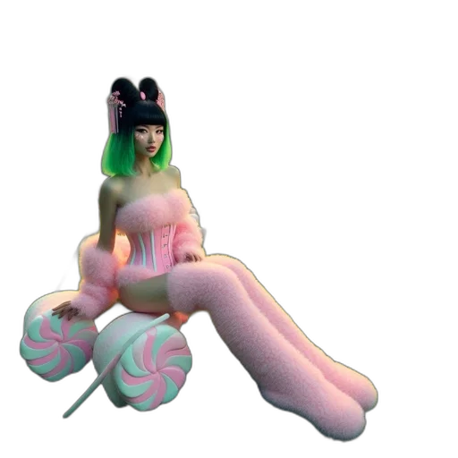 creature, 3d render, vaporwave, concept art transparent PNG cut-out