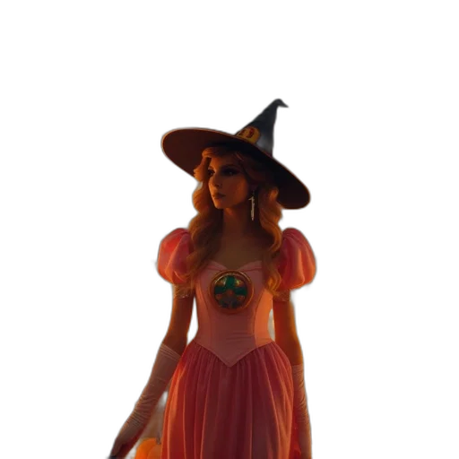 dress, staff, hat, 3d render transparent PNG cut-out